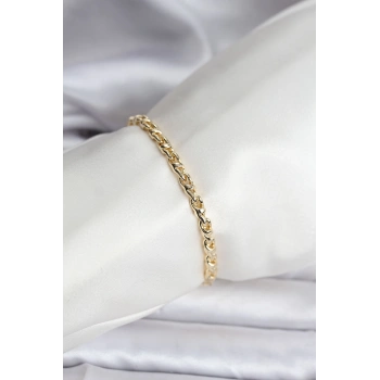 14K Gold Renk Kaplama Zincir Model Kadın CM Bileklik 5886