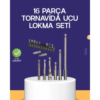 16 Parça Bits ve Adaptör Seti Vidalama Tamir Bakım Seti