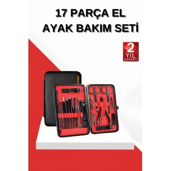 17 Parça Manikür Seti El ve Ayak Bakımı Törpü Cımbız Tırnak Temizleme