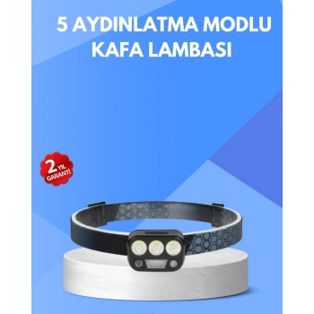 300 Lümen Sensörlü LED Kafa Lambası USB Şarjlı SOS Modlu