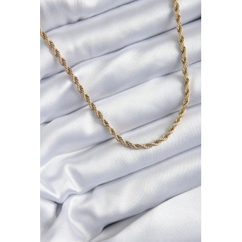 316L Çelik Gold Renk 60 cm Burgu Model Kadın Kolye 5886