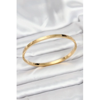 316L Çelik Gold Renk 65 mm İnce Kadın Kelepçe Bileklik 5886