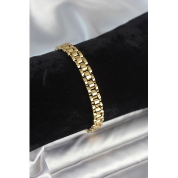 316L Çelik Gold Renk 7 mm Kalınlık Erkek Bileklik 5886
