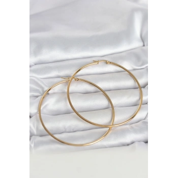 316L Çelik Gold Renk 70 mm Kadın Halka Küpe 5886