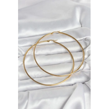 316L Çelik Gold Renk 80 mm Kadın Halka Küpe 5886