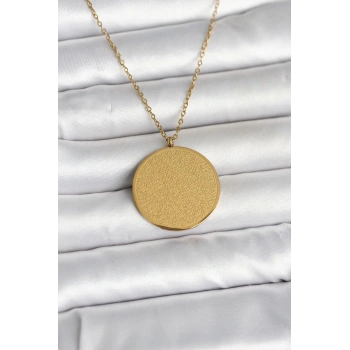 316L Çelik Gold Renk Ayetel Kürsi ve Allah Yazılı Kolye 5886