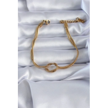 316L Çelik Gold Renk Düğüm Model Kadın Bileklik 5886