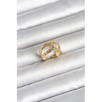 316L Çelik Gold Renk Düğüm Model Kadın Yüzük 5886