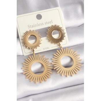 316L Çelik Gold Renk Güneş Model Kadın Küpe 5886