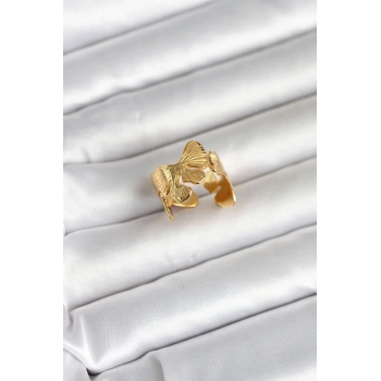316L Çelik Gold Renk Lotus Model Kadın Yüzük 5886
