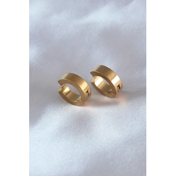 316L Çelik Gold Renk Sıkıştırmalı Erkek Küpe 5886