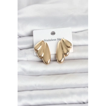 316L Çelik Gold Renk Vintage Kadın Küpe 5886