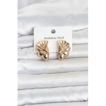 316L Çelik Gold Renk Vintage Model Kadın Küpe 5886