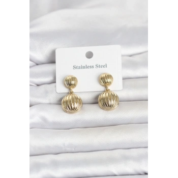 316L Çelik Gold Renk Vintage Model Kadın Küpe 5886