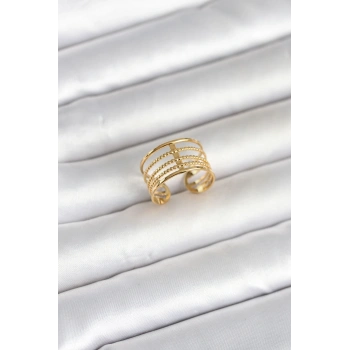 316L Çelik Gold Renk Vintage Model Kadın Yüzük 5886