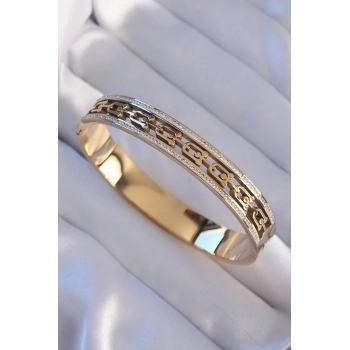 316L Çelik Gold Renk Zirkon Taşlı Model Kelepçe 5886