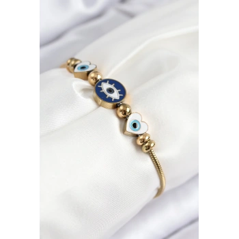 316L Çelik Göz Charm Model Gold Renk Kadın Bileklik 5886