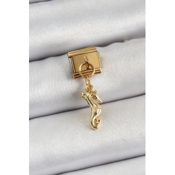 316L Çelik Sallantılı Deniz Atı Model Gold Renk Nomination Charm 5886