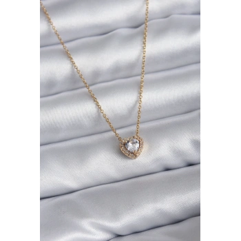 316L Çelik Zincir Gold Renk Charm Kadın Kolye 5886