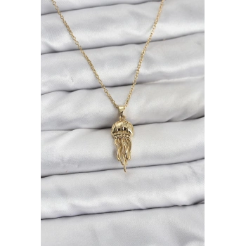 316L Çelik Zincir Gold Renk Deniz Anası Model Zirkon Taşlı Kadın Kolye 5886