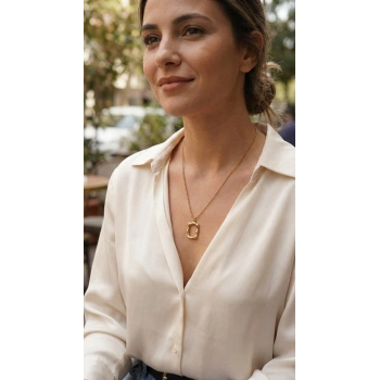 316L Çelik Zincir Gold Renk Model Kadın Kolye 5886
