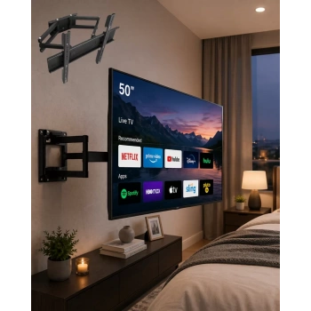 32 55 İnç TV Askı Aparatı Hareketli Duvar Askısı Döner Televizyon Tutucu