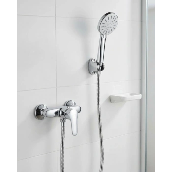 4 Fonksiyonlu Krem El Duşu Seti Spiral Hortum ve Duş Askısı