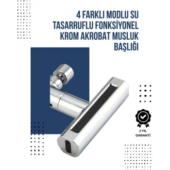 4 Modlu Musluk Başlığı | Şelale Yağmur Sprey Köpük Akışı | Yüksek Basınç Performansı | Modern Tasarım