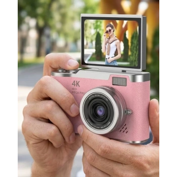 48 MP Dijital Kamera Flip Ekran 18x Zoom Vlog Selfie Kamera