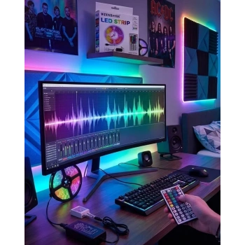 5050 RGB LED Şerit 5 Metre Uzaktan Kumandalı Ortam Aydınlatma Led