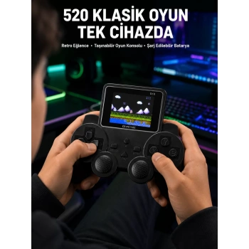520 Oyunlu Taşınabilir El Oyun Konsolu TV Bağlantılı Şarjlı Gamepad
