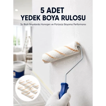 5’li Mini Rulo Boya Seti Duvar Tavan Emülsiyon Uygulama