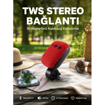 5W Kablosuz Bluetooth Hoparlör Güçlü Bas ve FM Radyo
