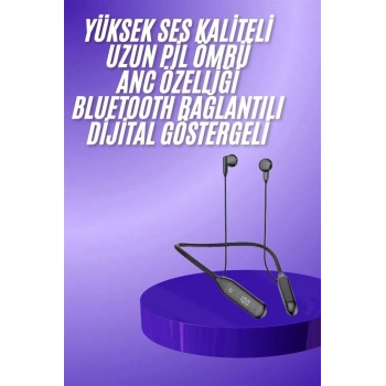 60 Saat Kablolu Boyun Askılı Dijital Göstergeli Bluetooth Kulaklığı