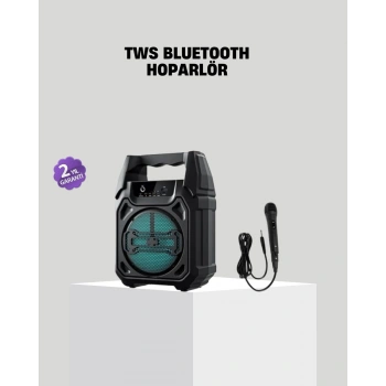 6.5 İnç Bluetooth Hoparlör Mikrofonlu Taşınabilir Karaoke ve Parti Sistemi