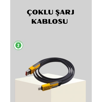 65W Çoklu Şarj Kablosu 4’ü 1 Arada Örgülü Hızlı Veri Aktarım USB-C USB-A