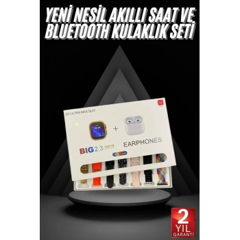 Akıllı Saat ve Air Pro Kulaklık 7 Kordonlu Çok Fonksiyonlu İkili Set