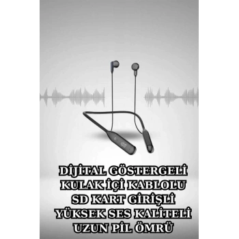 Alarm ve Titreşim Özellikli Akıllı Saat ve Mikrofonlu Kablolu Bluetooth Kulaklık 60 Saat