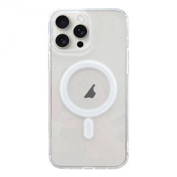 ALLY iPhone 15 Pro Max Magsafe Uyumlu Manyetik Şeffaf Silikon Kılıf-(5775)