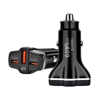 ALLY PD62 2xType-C + USB 78W Araç Çakmaklık Hızlı Şarj Aleti Araç Şarjı-(5775)