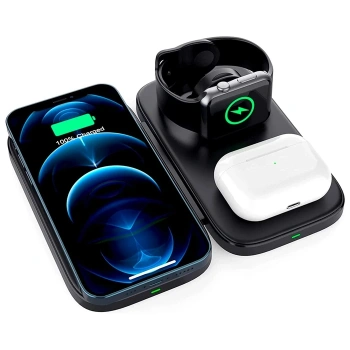 ALLY W66 15W 3 in1 Android + iPhone Taşınabilir Mini Kablosuz Hızlı Şarj Standı-(5775)
