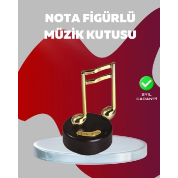 Altın Nota Figürlü Dönen Müzik Kutusu Dekoratif Music Box