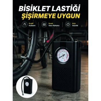 Analog Manometreli Kompakt Araç Hava Pompası Lastik Şişirme Cihazı