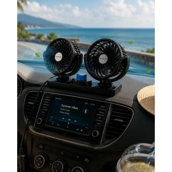 Araç İçi Fan 2 Kademeli Oynar Başlıklı Sessiz Oto Vantilatör
