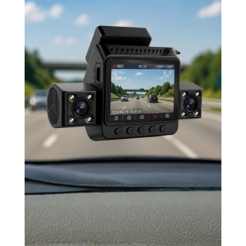 Araç Ön Arka İç Kamera Sistemi Full HD Hareket Sensörlü Kayıt Cihazı
