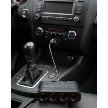 Araçlar İçin 4’lü Çakmak Çoklayıcı Type C USB ve Koruma Sistemli