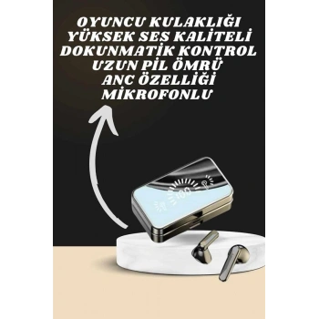Aynalı Bluetooth Kulaklık ve 7 Kordonlu Akıllı Saat Dijital Göstergeli Uzun Pil Ömrü
