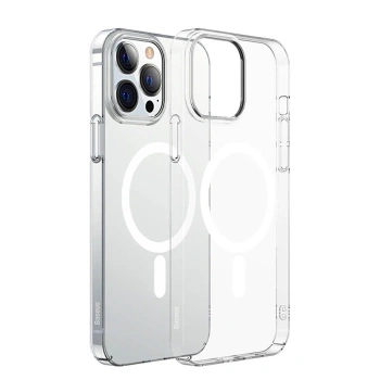 Baseus Crystal iPhone 13 Pro Magsafe Silikon Kılıf + Tempered Ekran Koruyucu Set-(5775)