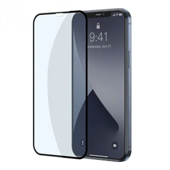 Baseus İPhone 12-12 Pro 0.3MM Full Anti Blue Light Tempered Cam Ekran Koruyucu 2Adet Set-(5775)