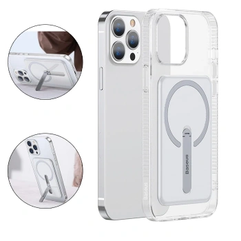 Baseus iPhone 13 Pro Max 6.7 Manyetik Magsafe Standlı Silikon Kılıf-(5775)